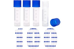 NAOEDEAH 100 Pcs 2ml Small Vials with Screw Caps Centrifuge Tubes Plastic Sample Tubes Cryogenic Vials Graduated Bottles Test Tubes with Lids (Blue)