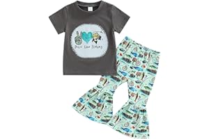 Baby Girl Gift Children PAECE LOVE FISHING Summer Suit T Shirt Short Sleeved Flared Pants Two Swaddling Baby