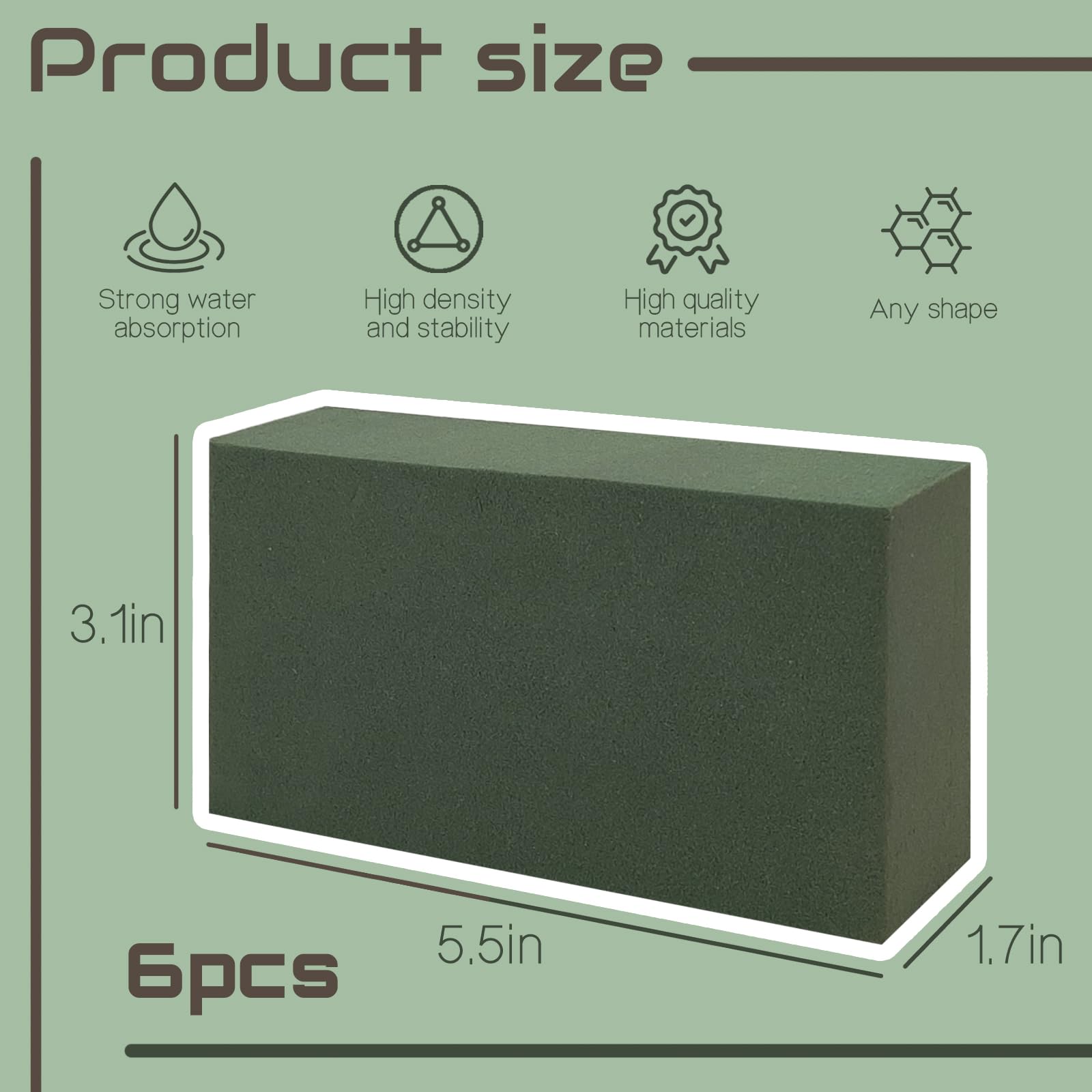6 Pcs Floral Foam Blocks, 5.5