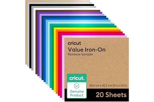 Cricut® Value Iron-On - Rainbow Sampler - 12 in x 12 in (20 ct) - HTV Heat Transfer Vinyl