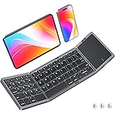 MEETION Foldable Keyboard with Touchpad, Bluetooth Wireless Portable Keyboard, Rechargeable Ultra Slim Pocket Folding Keyboards, Full Size Keys, Travel for iOS Android Windows Laptop PC Tablet