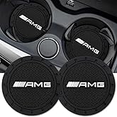 Car Cup Holder Coaster for Mercedes Benz AMG Series Recessed Silicone Non Slip Car Interior Accessories Car Coaster 2PC Black