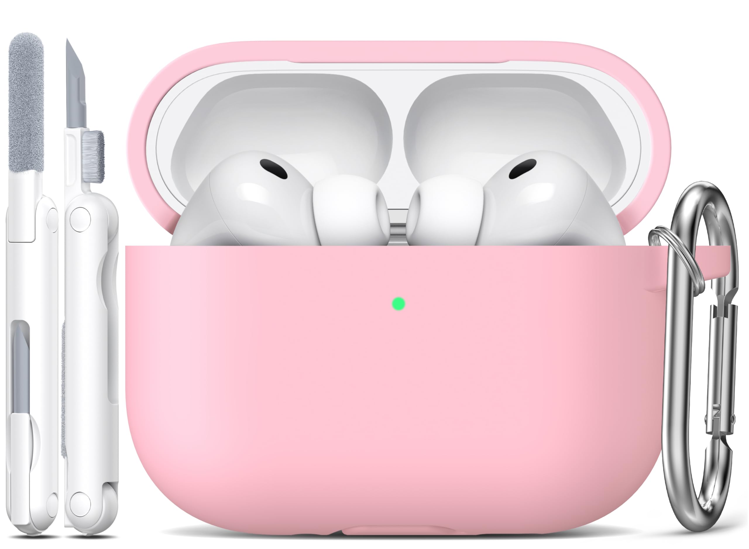 Photo 1 of R-fun for AirPods Pro 3 Case (2025), Soft Silicone Protective Case Cover Compatible with Apple AirPods Pro 3rd Generation (USB-C Cable) for Women Men with Cleaning Kit and Keychain, Pink