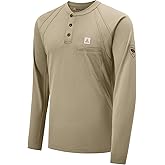 VANLENS FR Shirts for Men Light Weight Flame Resistant Henley Shirts Long Sleeve Shirts HRC2/CAT2 6.5oz 100% Cotton