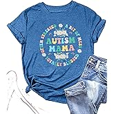 Autism Mama Shirt Women Be Kind Autism Awareness Shirt Mental Health Tees Inspirational Short Sleeve Tee Tops