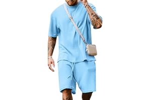 Babioboa Men's Short Sleeve Tracksuit Summer T Shirt & Shorts set 2 Pockets Oversize Two Piece Casual Daily Duty-off