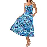 GRACE KARIN Women's Summer Casual Dress,Floral Sleeveless Midi Dress,Beach Vacation Dresses