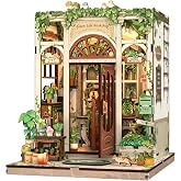 Fsolis Book Nook Kit Miniature House Green Life's Bookshop | DIY 3D Wooden Puzzles for Adults Booknook Flower Shop Mini Building Kit Gift for Women Teenagers