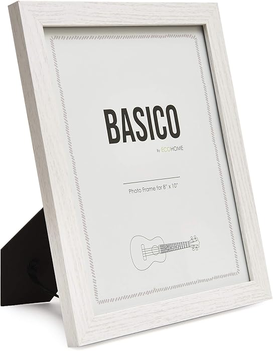 EcoHome 8x10 Picture Frames Distress White Wood – for Table Top and Wall Mounting Display