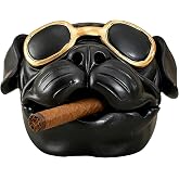 French Bulldog Cigar Ashtray with Lid | Cute and Cool Animal Shaped, Resin, For Smokers, Outdoor & Indoor, Unique Gift for Cigar Lovers