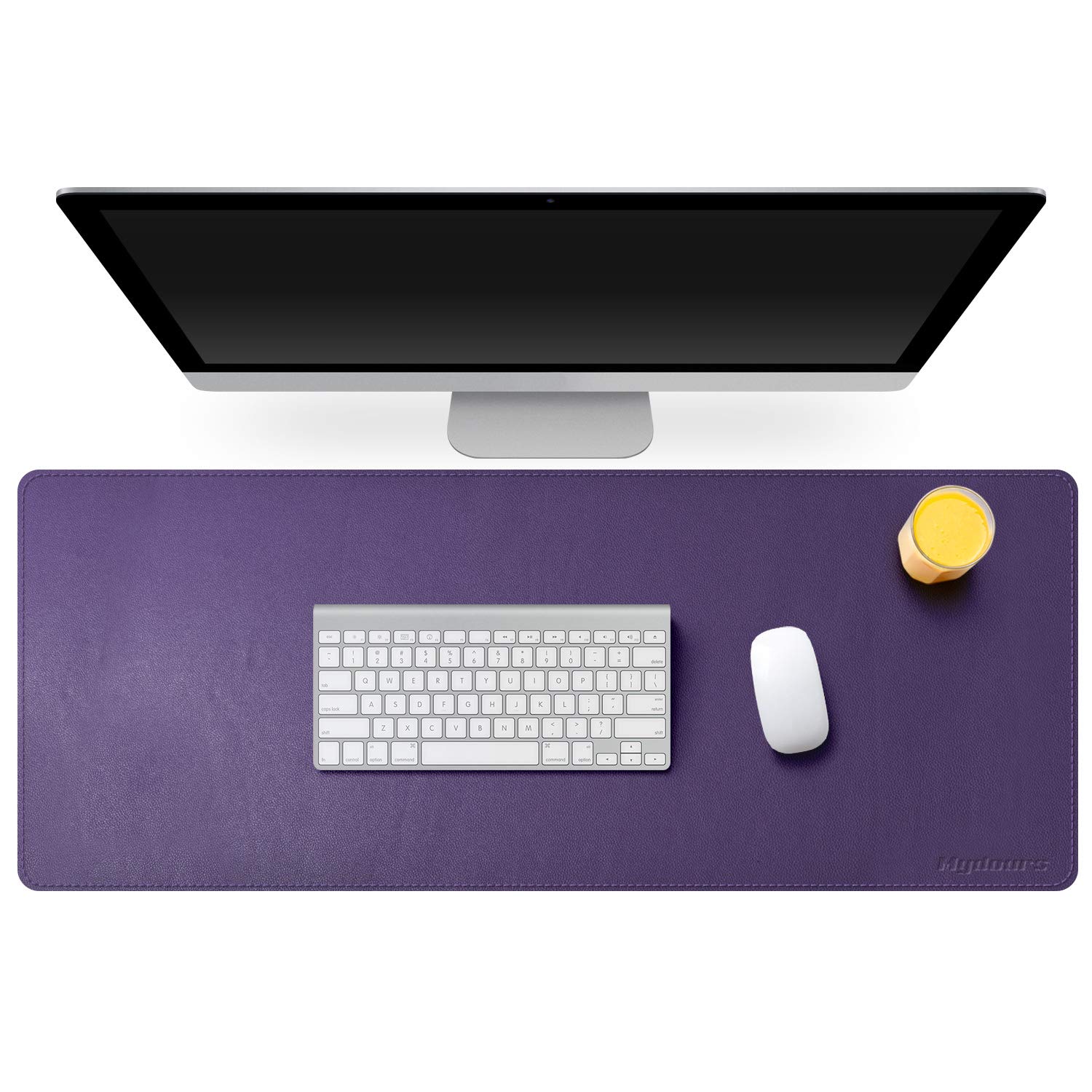 Mydours 95x40cm PU Leather Desk Pad Waterproof Desk protective Mat Office writing pad Gaming Keyboard Mouse Pad for Home/Offiee (Purple)