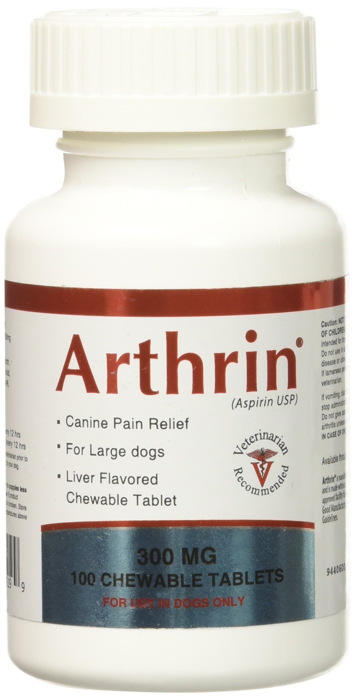 HealthyPets Arthrin Canine Aspirin 300 mg for Larger Dogs (100 Chewable