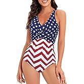 American Trends Swimsuit Women One Piece Tummy Control Bathing Suit for Women Modest V Neck Swimwear