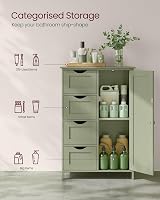 VASAGLE Laurel Green Bathroom Floor Storage Cabinet 4 Drawers 1 Door 30x55x82 cm view 3