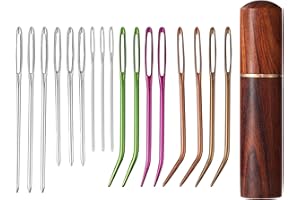 17pcs Large Eye Sewing Needles Kit, Stainless Steel Large-Eye Blunt & Bent Tapestry Darning Needle Sharp Tapestry Hand Yarn K