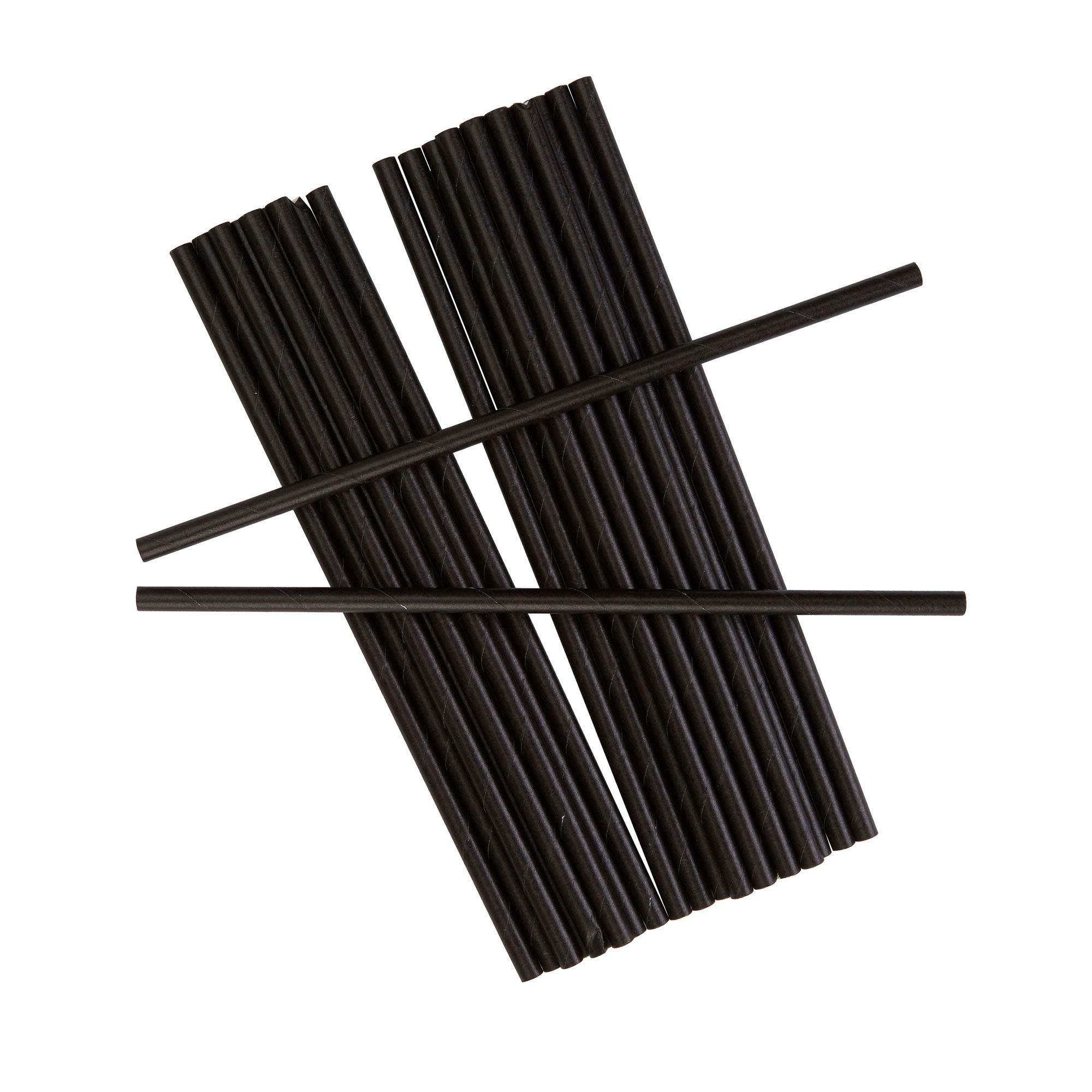 Neviti 776247 Plain Black-25 Pack Paper Straw, Black/Gold, 19.7 x 0.5 x 0.5