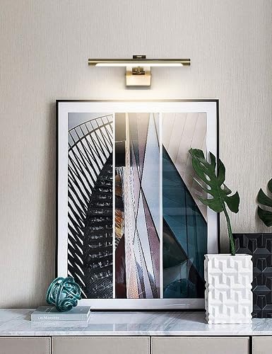 Hardwired Adjustable Gold LED Picture Light – 15.7 Inch Swing Arm Art Light, 3000K Warm White, Dimmable, 7W For Paintings & Wall Art