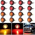 Linkstyle 16PCS 3/4 Inch LED Trailer Lights, 12V IP68 Waterproof Amber Red Round Marker Clearance Lamps for Truck RV Boat Tra