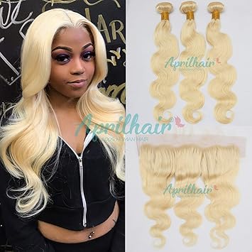 Amazon Com Aprilhair Pre Plucked 613 Platinum Blonde 3 Bundles