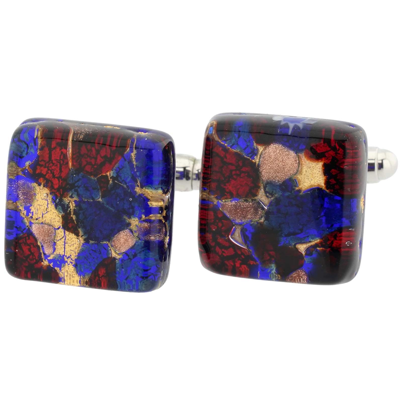 Glass Of Venice Murano Glass Venetian Classic Square Cufflinks - Blue Red