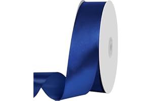 IEFOAH 1 1/2 inch Navy Blue Stain Ribbon, 100 Yards - Solid Fabric Ribbon for Gift Wrapping, Floral Bouquets, Wedding, Home Party Decoration