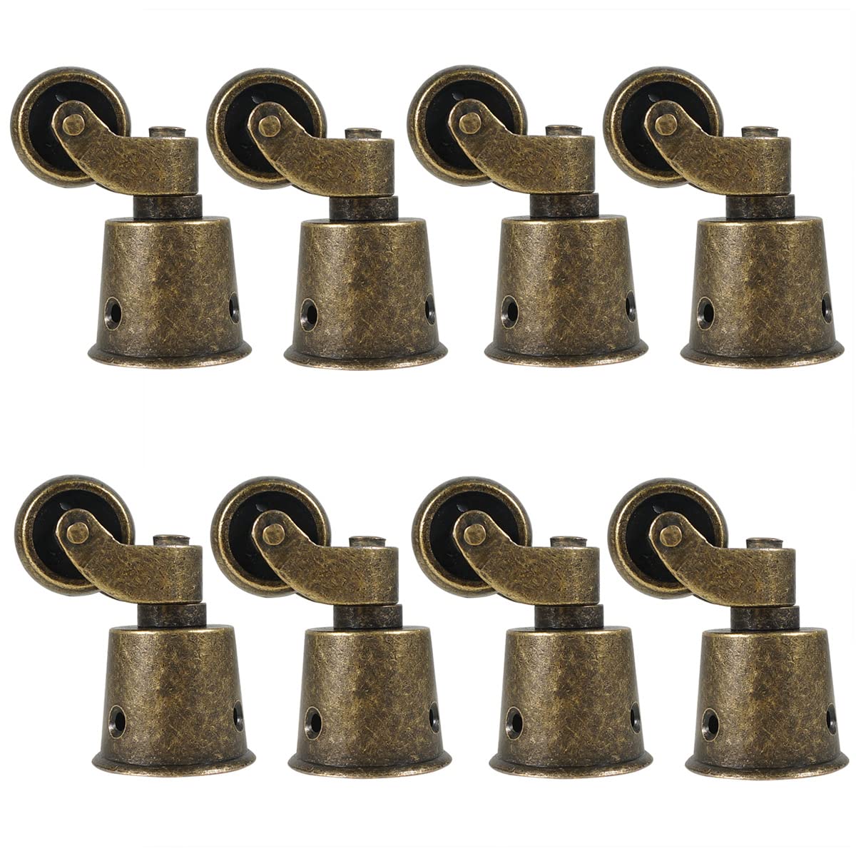 Boxonly 8PCS Swivel Caster Wheels Polished Antique Cup Type Casters Solid Brass High Load Capacity Universal Furniture Castors For Furniture Suits Beds Armchairs Bronze