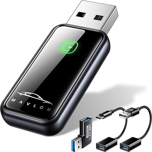 Wireless CarPlay Adapter UK, Stable Fast Mini Carplay Dongle, 2024 Upgraded Wired to Wireless, Plug & Play, OTA Upgrade, for Cars from 2017+ & IOS 10+ (Black)