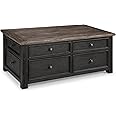 Signature Design by Ashley Tyler Creek Rustic Farmhouse Lift Top Coffee Table with Drawers, Brown & Black
