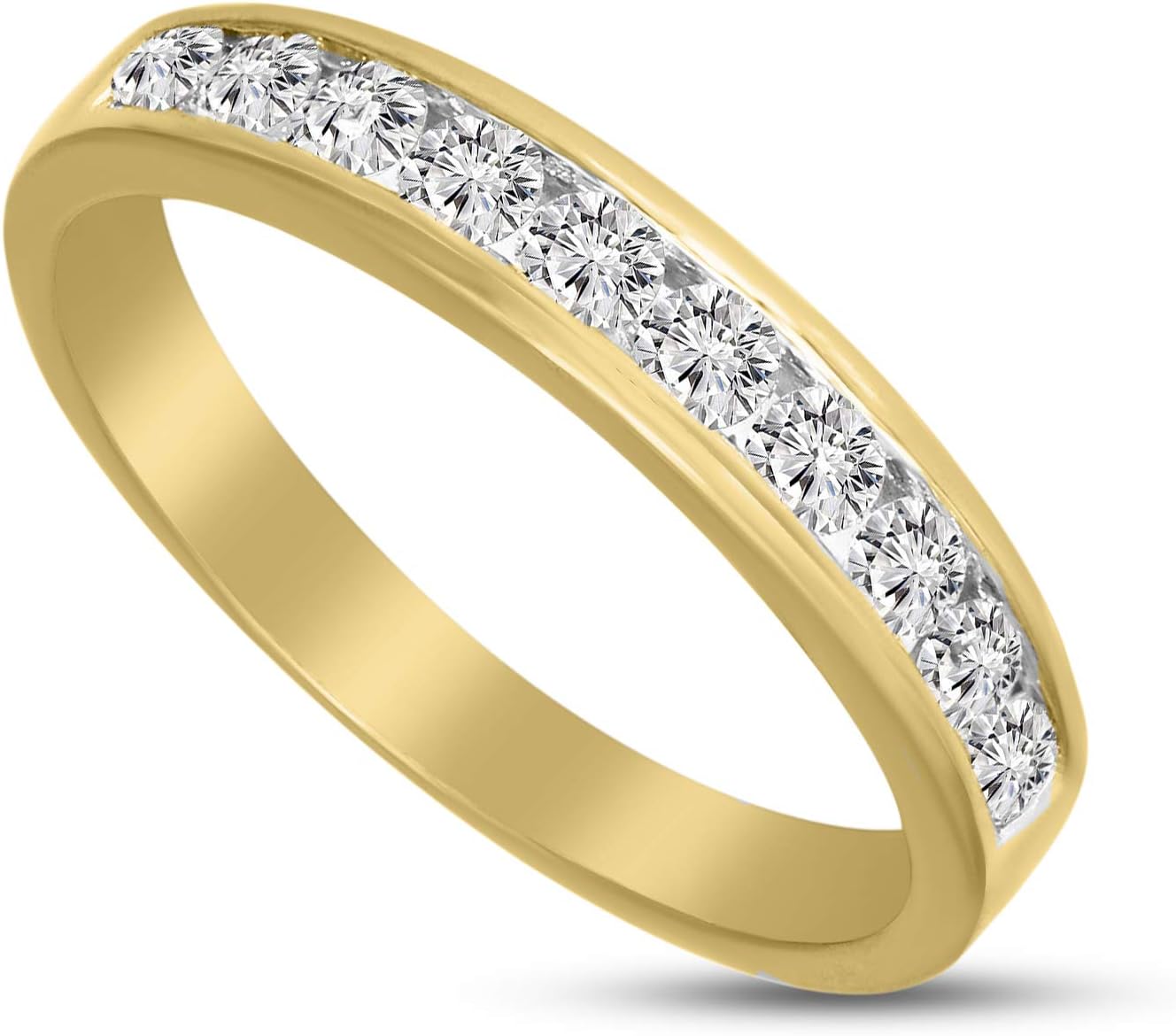Lab Created Diamond Ring Luxury 1/2 Carat Lab Grown Designer Diamond Channel Ring VSSI-EF Quality Diamond 10K Yellow Gold Ring For Women