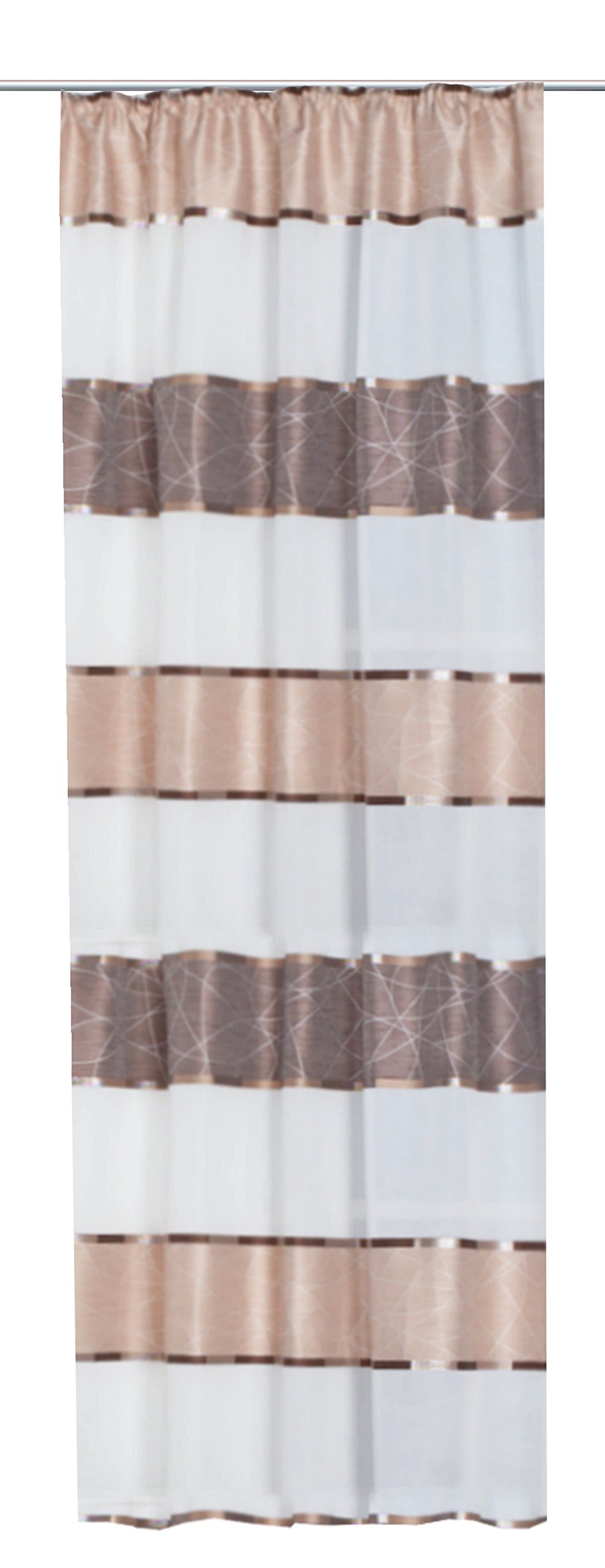 Home Fashion Loop-Top Curtain with Horizontal Stripes 245 x 140 cm Polyester Including