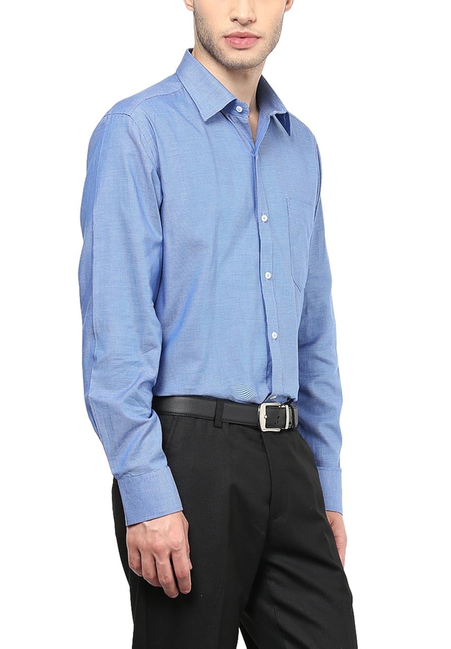 american crew men's full sleeve solid shirt with pocket (blue)