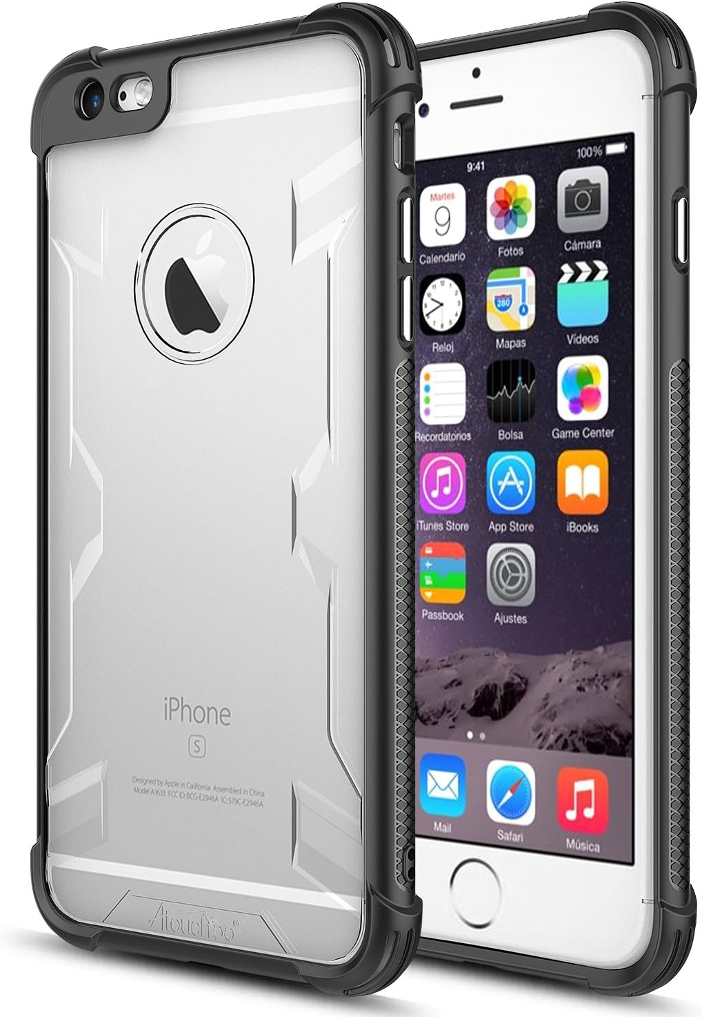 Atouchbo case Compatible for iPhone 6s Plus and iPhone 6 Plus,[Shock Reduction] Reinforced Corner TPU Bumper + Hard PC Back Cover Military Grade Extreme Drop Tested Heavy Duty Protective Case - Black