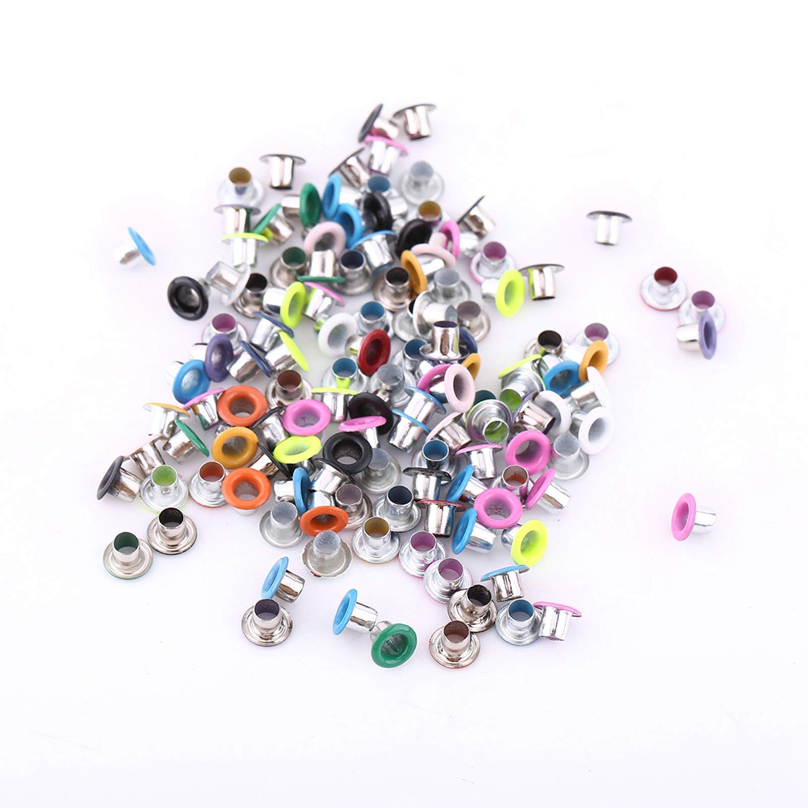 500pcs 3mm Eyelets, Metal Mixed Colors Round Metal Grommets Eyelets Coloured Eyelets Crafting Eyelets for Clothing Leather Work Bags Shoelaces