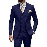 Mens Suit 3 Piece Set Blazer Double Breasted Vest Pants Formal Outfit | Slim Fit suit, groomsmen business tuxedos for wedding party dinner graduation,peak lapel,real pockets,lightweight fabric