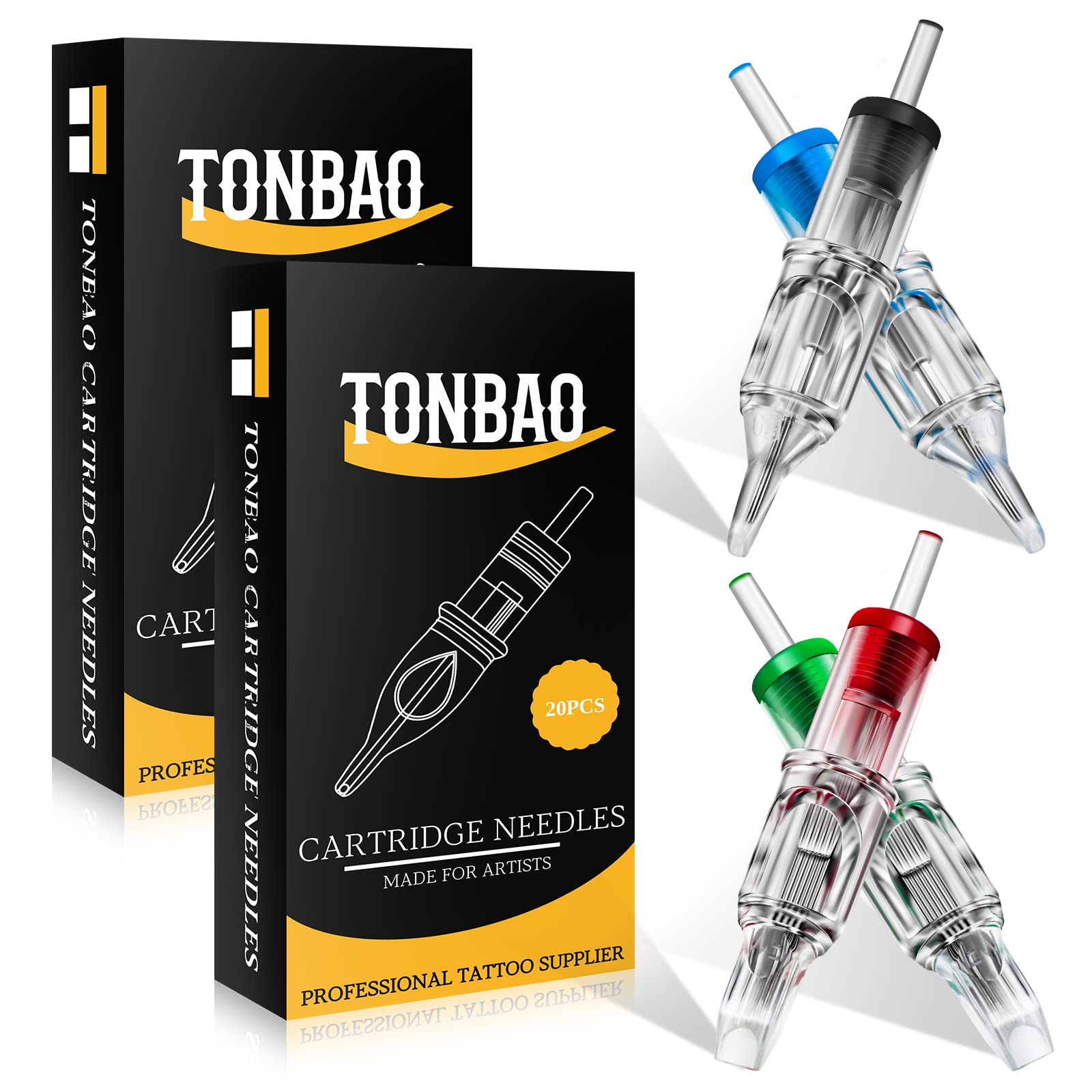 TONBAO Cartridge - 40pcs Disposable Cartridge Mixed Sizes 3RL 5RL 7RL 9RL 3RS 5RS 7M1 9RM for Machine Pen Supplies, Kit……