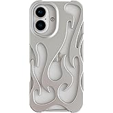 Emylisa Heat Dissipation for iPhone Case, Solid Color Hollow Flame Matte Soft Phone Case (Silver,for iPhone 14)