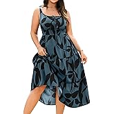 RWJ Plus Size Women's Floral Maxi Dress 2026 Summer Casual Loose Smocked Sundresses Sleeveless Beach Vacation Dresses