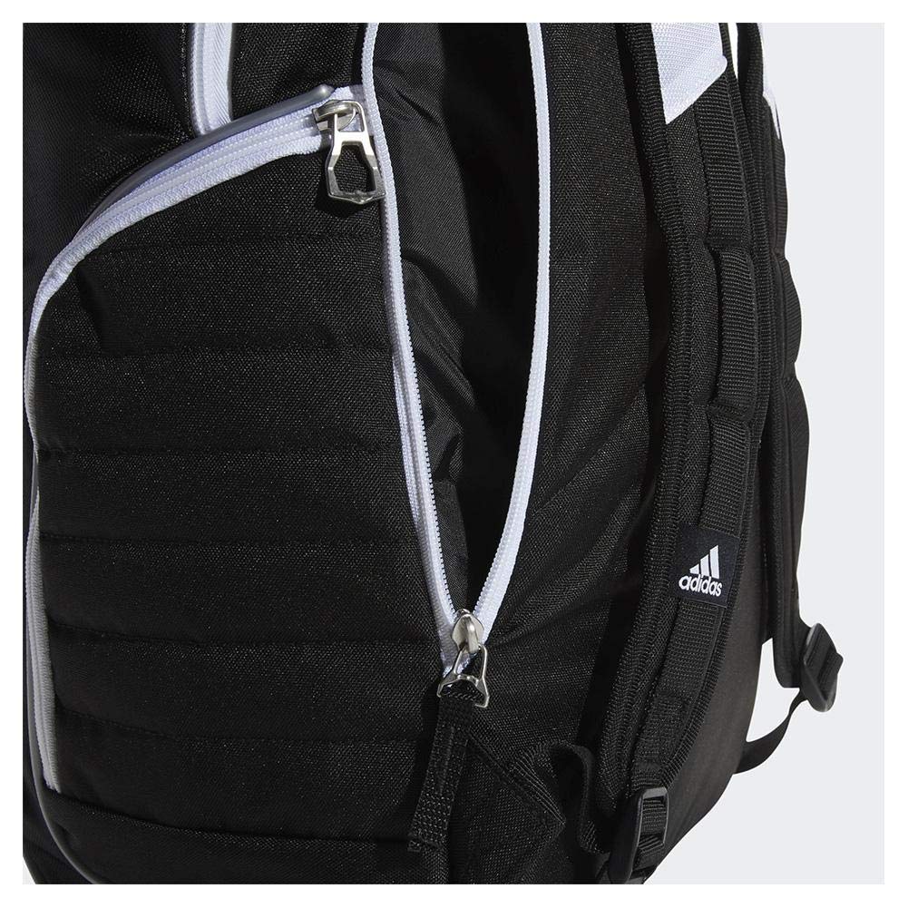 adidas Tour Tennis Racquet Backpack, Black/White/Silver Metallic, One Size
