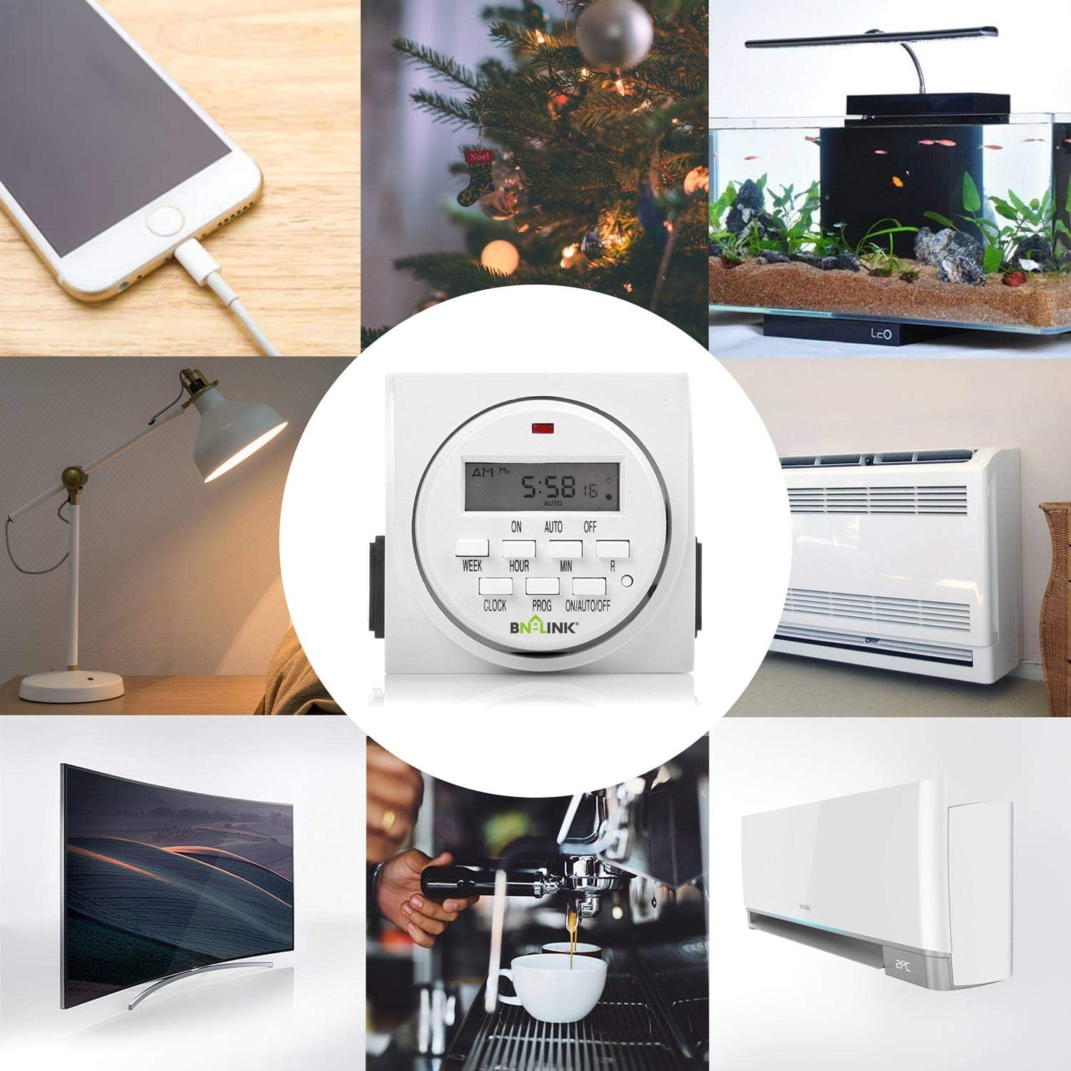 BN-LINK 7 Day Heavy Duty Digital Programmable Timer, FD60 U6, 115V, 60Hz, Dual Outlet, Indoor, Packaging May Vary for Lamp Light Fan Security UL Listed - - 