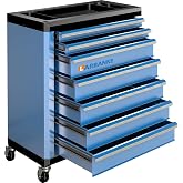 LARBANKE 7-Drawer Rolling Tool Chest with Wheels,Locks,Blue Tool Cabinet | Lock&amp;Keys, 360&deg;Wheels with Brakes,Different Sizes of Drawers,Anti-scratch Drawer Liner,Unique Connect Buckle for connecting