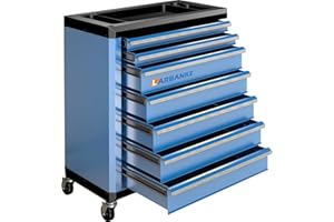 LARBANKE 7-Drawer Rolling Tool Chest with Lock&Keys and Swivel Casters,Tool Chest with Multi-Sizes Drawers and Multifunctional Countertop,Special Connect Rods for Connection with 5-Drawer Tool Cabinet