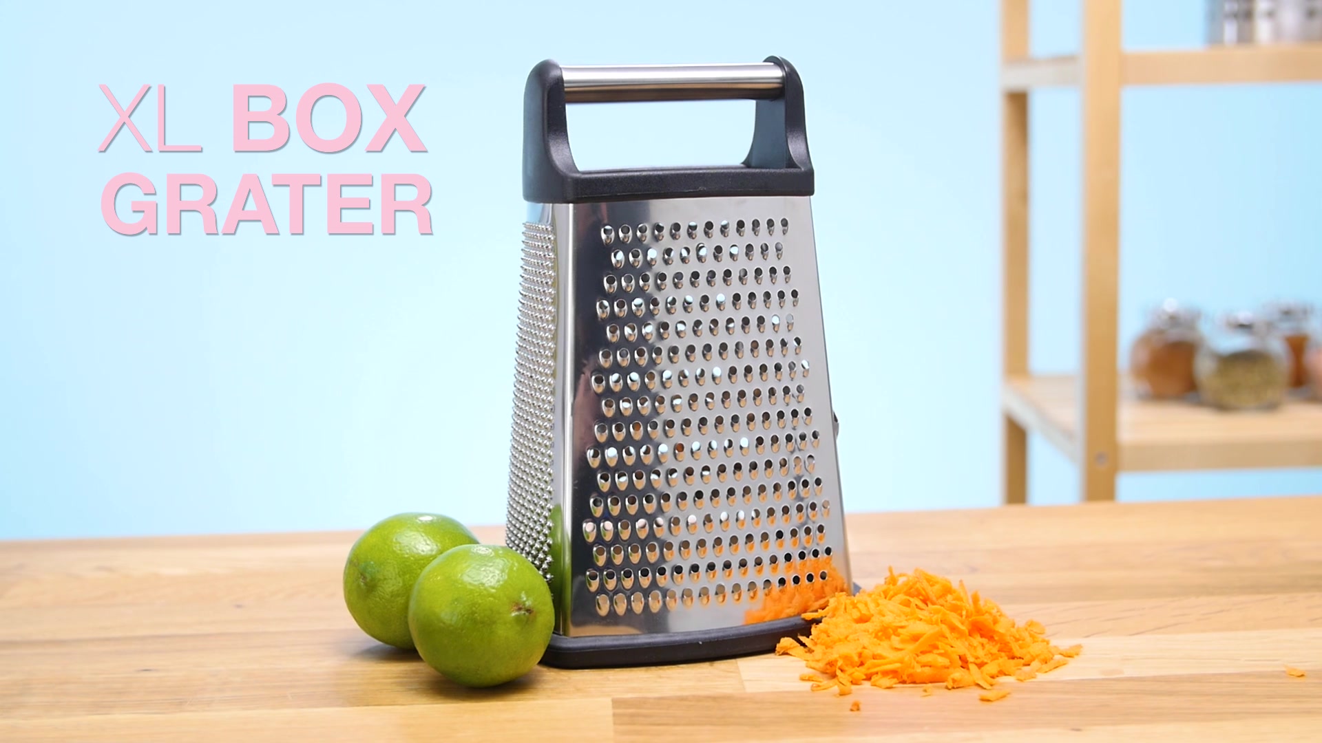 Professional Box Grater, Stainless Steel with 4 Sides, Best for