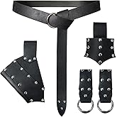HiiFeuer 5 Pieces Medieval Belt Costume Accessories Renaissance Skirt Hike Viking Horn Belt Holster Dagger Holster Sword Frog