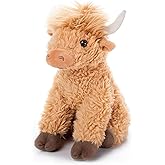 The Petting Zoo Highland Cow Plushie Stuffed Animal, Gifts for Kids, Wild Onez Wildlife Animals, Blonde Cow Plush Toy, 12 inches