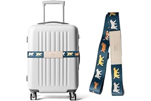 EKAX Luggage Straps for Suitcases, Adjustable Luggage Elastic Belt, Travel Essentials for Airport,Station,Vibrant Designs, Puppy