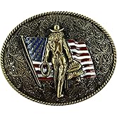 PEJOMO Belt Buckle for Men Simple Western Cowboy Belt Buckle for Women American Flag Eagle