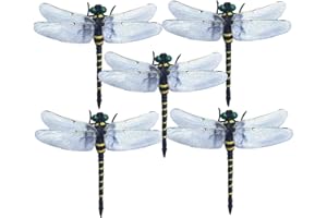 Yanzhenglip 5Pcs Dragonfly Clip Bug Repellent Model 4.33x4.72 Realistic PVC Simulated Large Dragon Fly Garden Decoration Model Toys, Dragon Fly Clips for Bugs Repellent (5pcs)