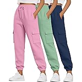 Neer 3 Pack Women's Cargo Sweatpants Joggers Pants Causal Gym Athletic Workout High Waist Bottom Y2k Fall Outfits with Pocket
