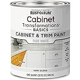 Rust-Oleum Cabinet Transformations &amp; Trim Paint, Pure White, Quart | Cabinet paint, Smooth durable finish, Easy-clean coating, Quick dry formula, For cabinets and trim