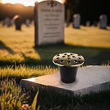 Caliko Grave Flower Holders Set of 2 Gold Lids Grave Vases for Memorials view 7